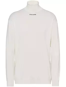 Prada кашемировый джемпер с логотипом, белый