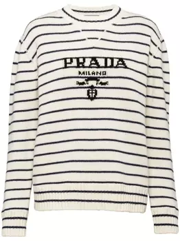 Prada кашемировый джемпер с логотипом, белый
