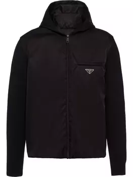 Prada комбинированное худи на молнии, черный