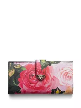 Prada кошелек с цветочным принтом, черный
