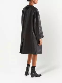 Prada кожаное пальто, черный