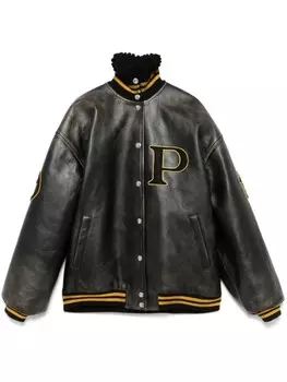 Prada кожаный бомбер, черный