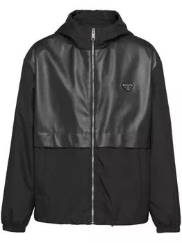Prada куртка с капюшоном и логотипом, черный