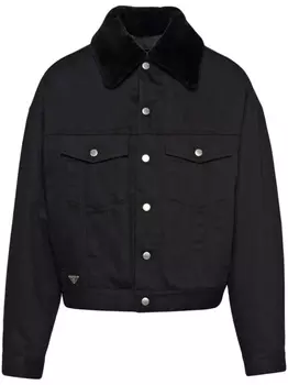 Prada куртка с меховой отдекой, черный