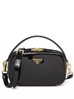 Лакированная сумка-тоут Prada Odette, черный