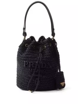 Сумка-ведро Prada в технике кроше, черный
