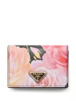 Prada маленький кошелек с цветочным принтом, черный