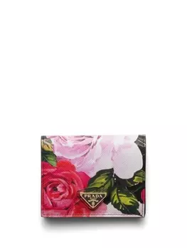 Prada маленький кошелек с цветочным принтом, черный