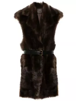 Prada меховой жилет, коричневый