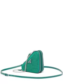 Prada мини-клатч с кристаллами, зеленый