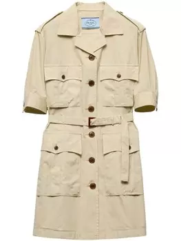 Prada мини-платье из поплина, нейтральный цвет