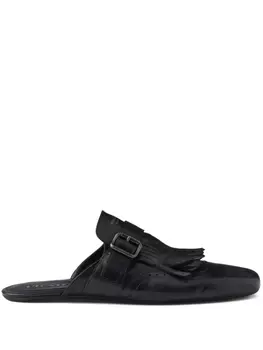 Prada мюли монки с бахромой, черный