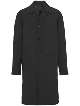 Prada однобортное шерстяное пальто, черный