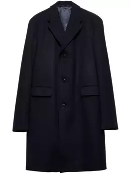 Prada однобортное шерстяное пальто, синий