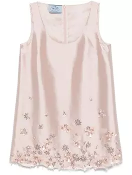 Prada платье мини с кристаллами, розовый