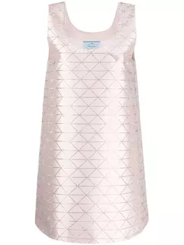 Prada платье с узором и стразами, розовый