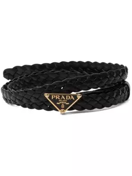 Prada плетеный кожаный ремень, черный