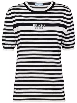 Prada полосатая футболка, черный