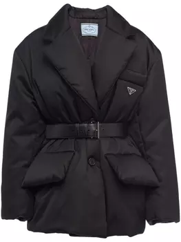 Prada пуховик с поясом, черный