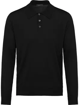 Prada рубашка-поло 'Worsted', черный
