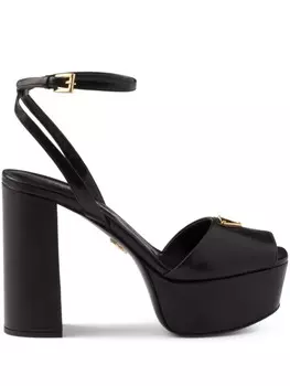 Prada сандалии из кожи на платформе 115 мм, черный
