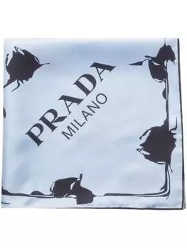 Prada шелковый платок с принтом, синий