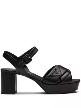 Prada стеганые босоножки, черный