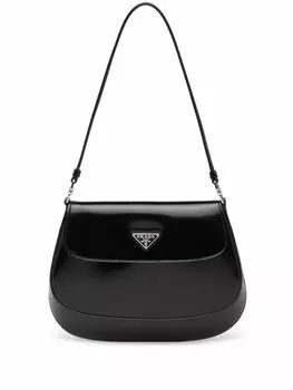 Сумка женская на плечо Prada Cleo кожаная с логотипом бренда, черный