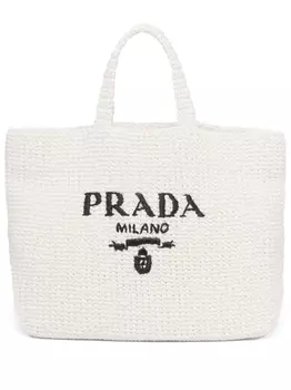 Prada сумка-тоут из рафии, белый