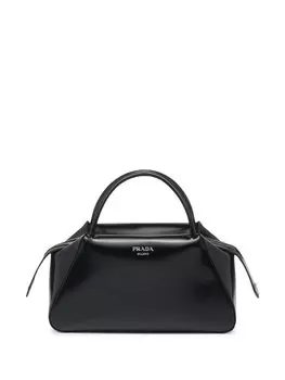 Сумка-тоут Prada среднего размера из гладкой кожи, черный
