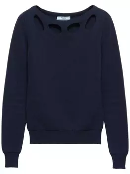 Prada свитер с вырезом-лодочкой, синий