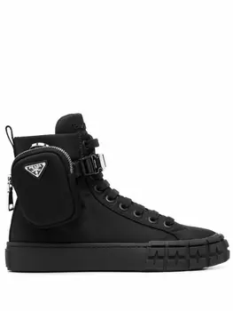 Prada высокие кроссовки с клатчем, черный