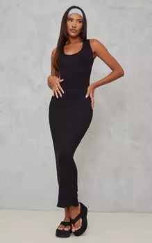 PrettyLittleThing Базовое черное платье-макси
