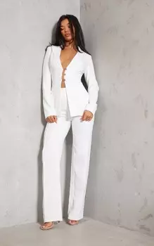 PrettyLittleThing Белые широкие брюки с высокой талией