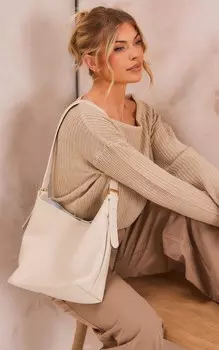 PrettyLittleThing Бежевая простая сумка-ведро из мягкой искусственной кожи
