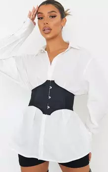 PrettyLittleThing Черный атласный корсетный ремень