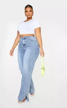 PrettyLittleThing Джинсы плюс средней потертости с разрезом подол