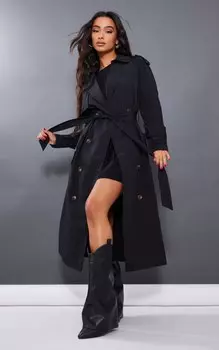 PrettyLittleThing Миниатюрный черный объемный тренч