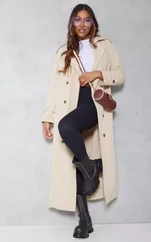 PrettyLittleThing Огромный тренч Stone