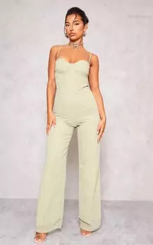 PrettyLittleThing Полосатый комбинезон на косточках с широкими штанинами