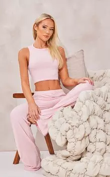 PrettyLittleThing Широкие пижамные брюки из мягкого джерси Baby Pink