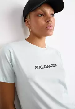 Принт на футболке LOGO TEE Salomon, синий