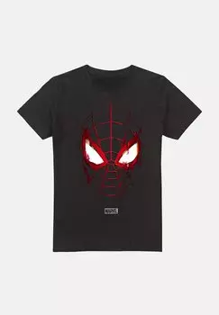 Принт на футболке Miles Morales Glitched Marvel, черный