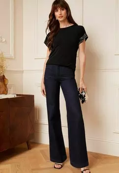 Принт на футболке SEQUIN CUFF REGULAR FIT Love & Roses, черный
