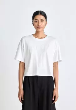 Принт на футболке WHIPSTITCH LOGO CROPPED BOXY TEE DKNY, белый