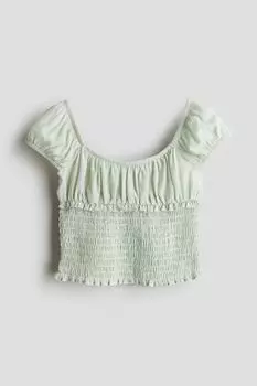 Присборенная рубашка H&M, зеленый