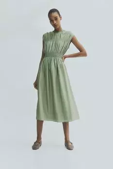 Присборенное платье H&M, зеленый
