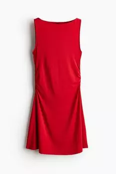 Присборенное платье с расклешенной юбкой H&M, красный