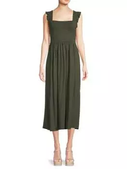 Присборенное платье с развевающимися рукавами Socialite Dark green