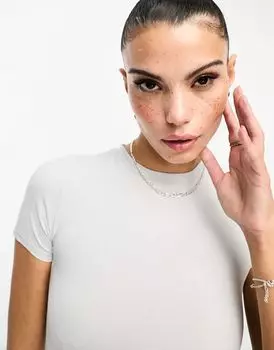 Приталенная футболка Cotton On Soft в серую рубчиковую расцветку Cotton:On